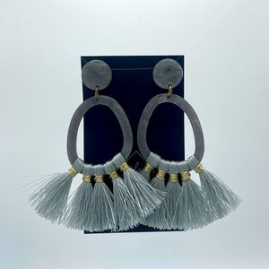 Blue Resin Tassel Earrings
